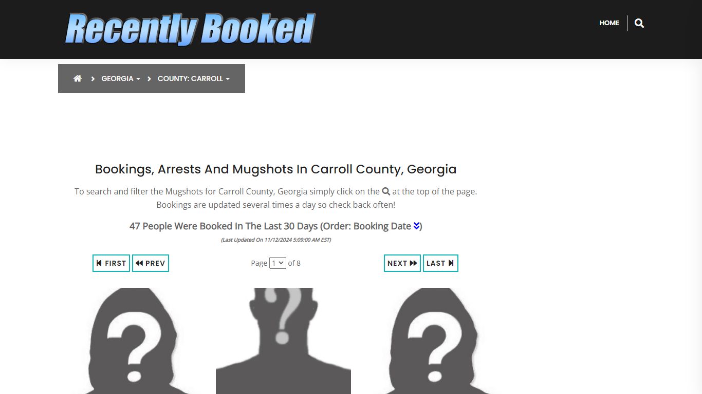 Bookings, Arrests and Mugshots in Carroll County, Georgia - Recently Booked