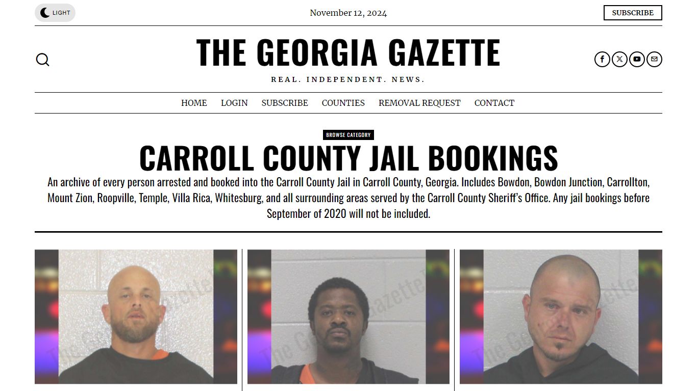 Carroll County Jail Bookings – The Georgia Gazette