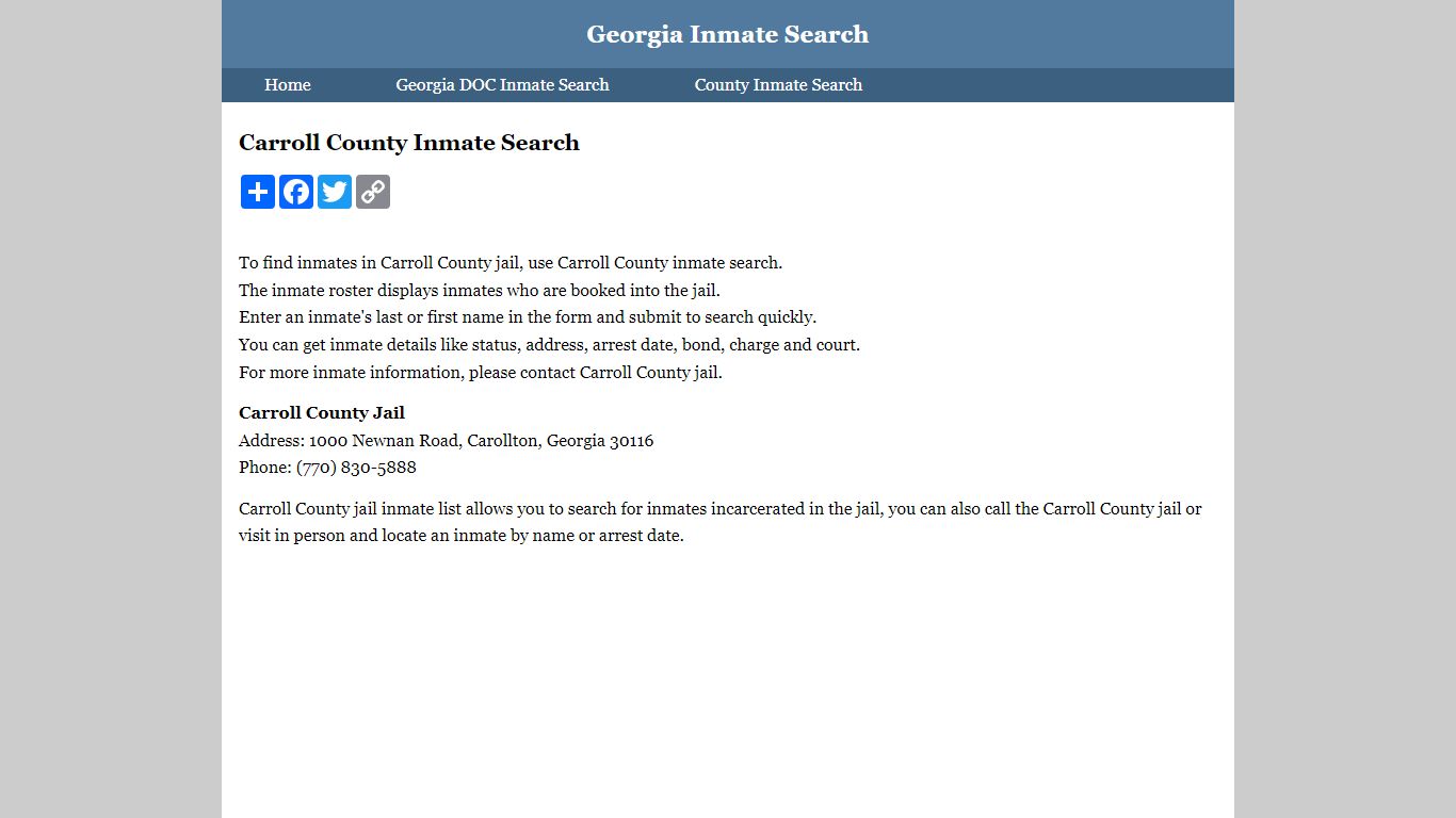 Carroll County Inmate Search